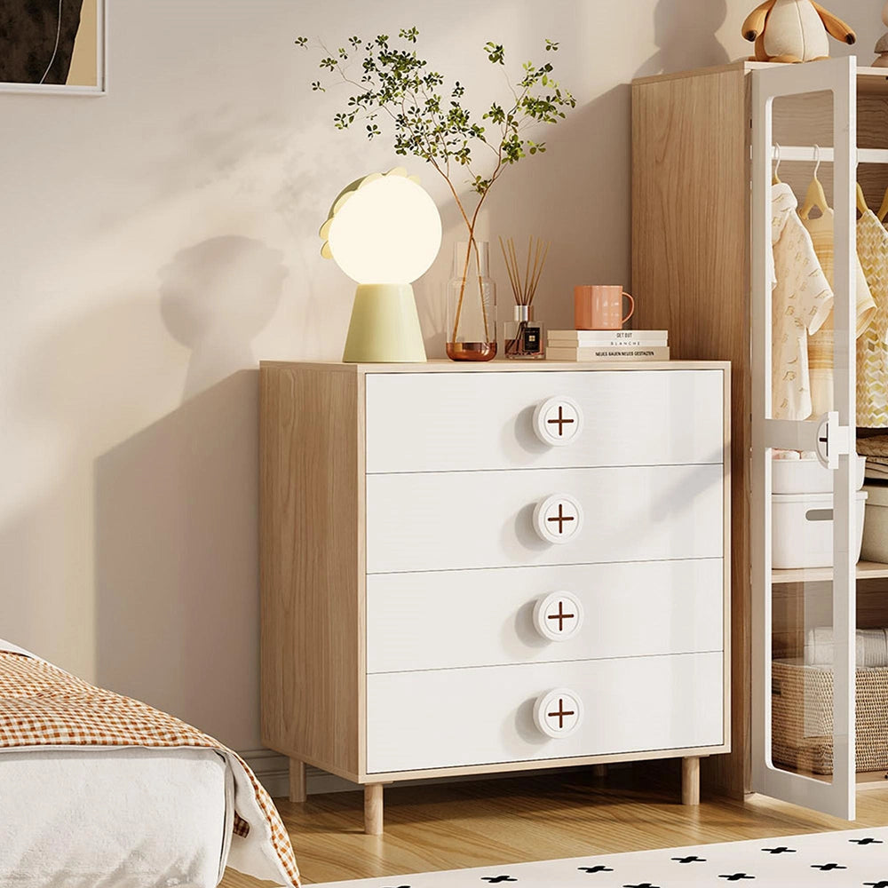 Comò/Cassettiera Bambino 80x54x90cm - Xylo - con 4 Cassetti, Colore Bianco