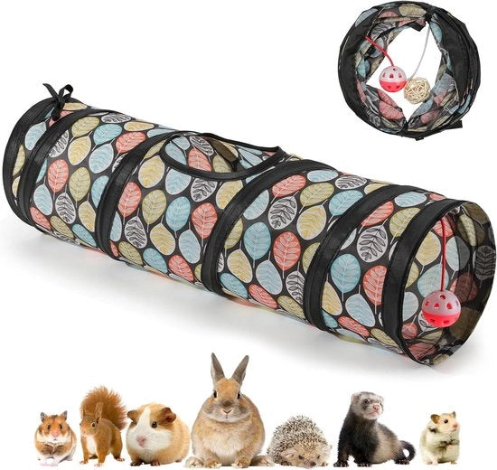 Tunnel per piccoli animali domestici - Rifugio pieghevole con campanello interattivo e palline