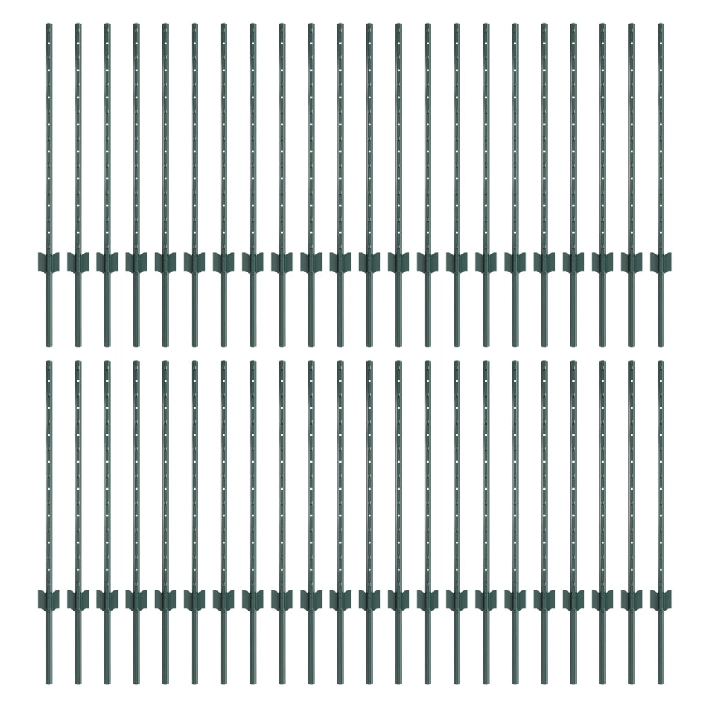 Pali di Recinzione 44 pcs U-Channel Verde 120 cm Acciaio