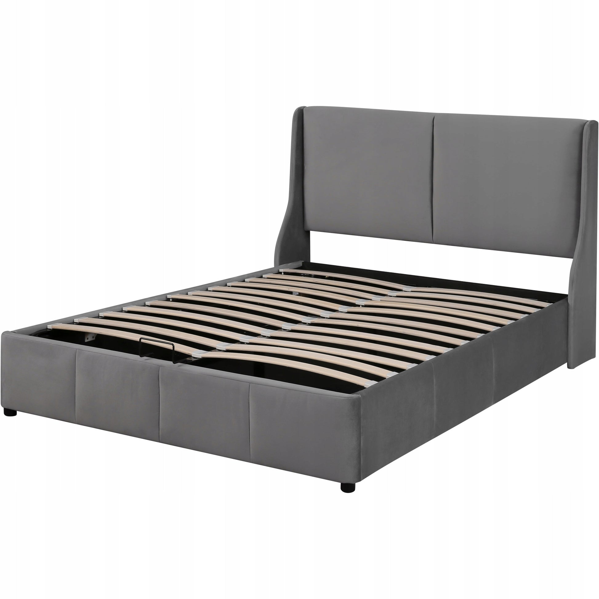 Letto 140x200cm - Xylo - Uszate, Idraulico, Grigio, Senza Materasso