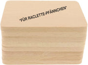 8 x Sottopiani in legno per raclette con stampa, 10 cm, sottopiano decorativo per bicchieri e pannetti raclette