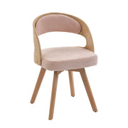 Sedia da pranzo girevole - con schienale ergonomico e seduta imbottita - in lino rosa