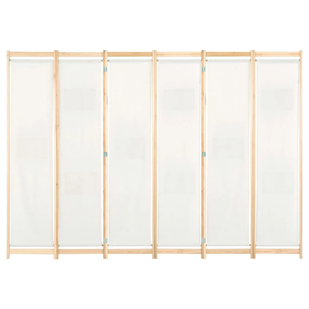 Paravento divisorio divisorio mobile decorativo 6 pannelli crema 240 x 170 x 4 cm tessuto 0802082
