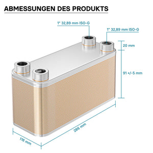 Scambiatore a piastre saldobrasate in acciaio inox, 40 piastre Max 230 kW