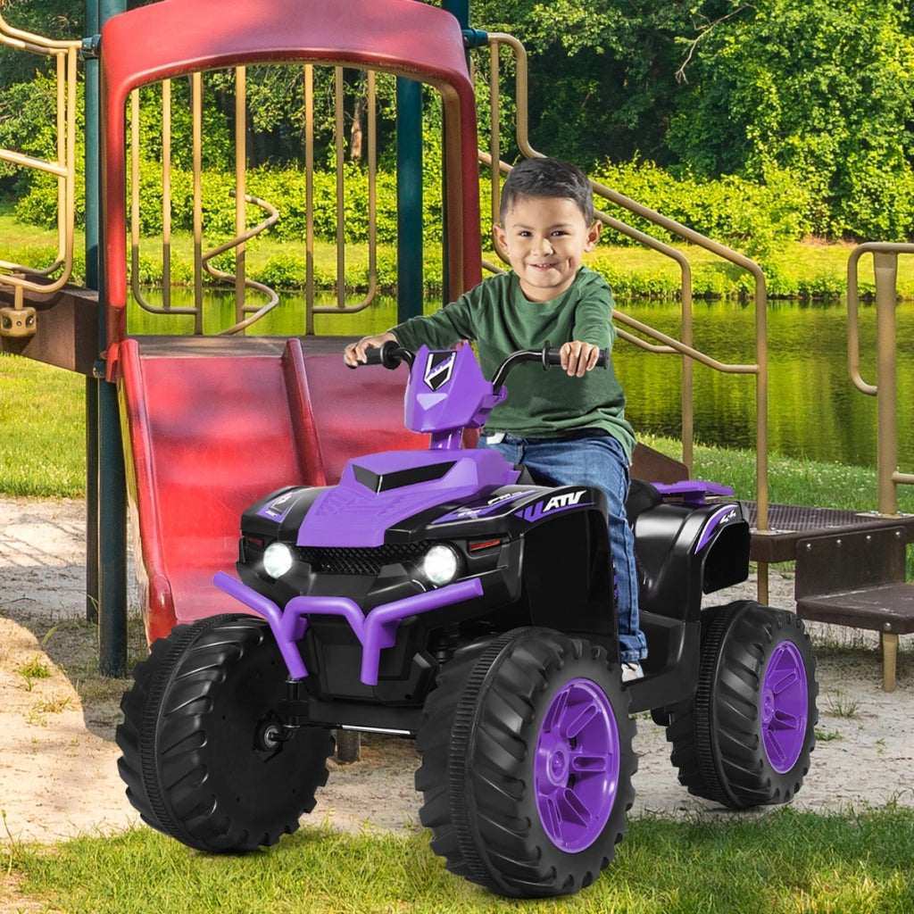 Quad elettrico ATV 12 V per bambini con musica e luci LED, Quad a batteria con sedile comodo 104x67x74cm Viola-Macchinine giocattoli