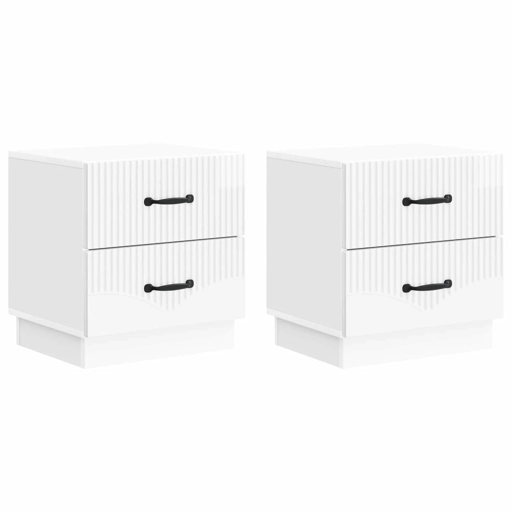 Armadio da Notte 2 pcs Bianco Lucido 43 x 34,5 x 44,5 cm