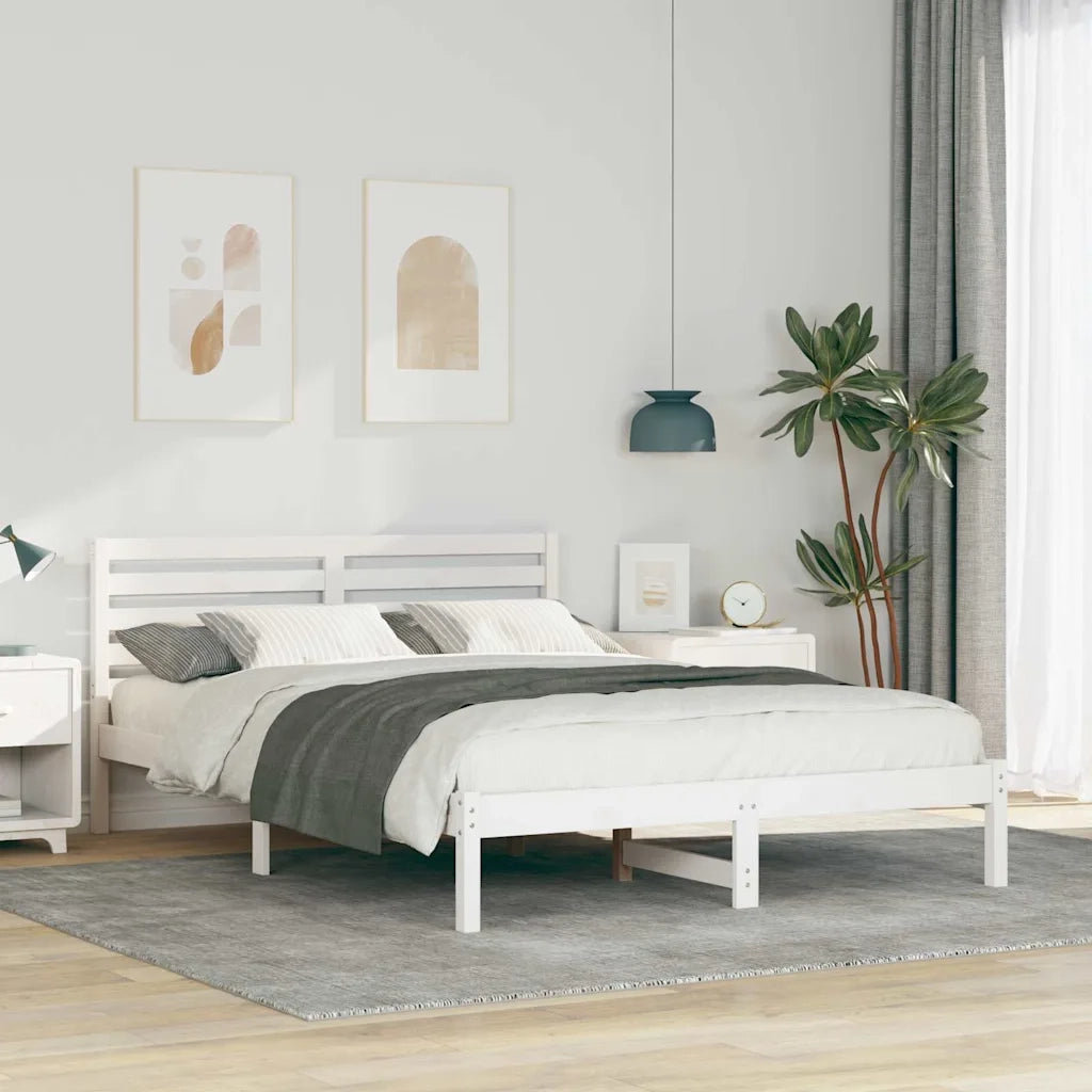 Struttura del letto Bianco 140 x 210 cm Pino massello 872312