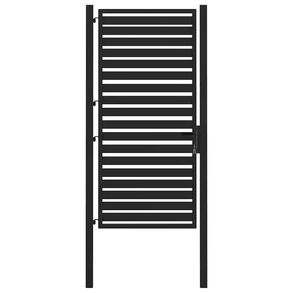 Cancello da Giardino con Serratura Nero 100x180 cm in Alluminio 42004149