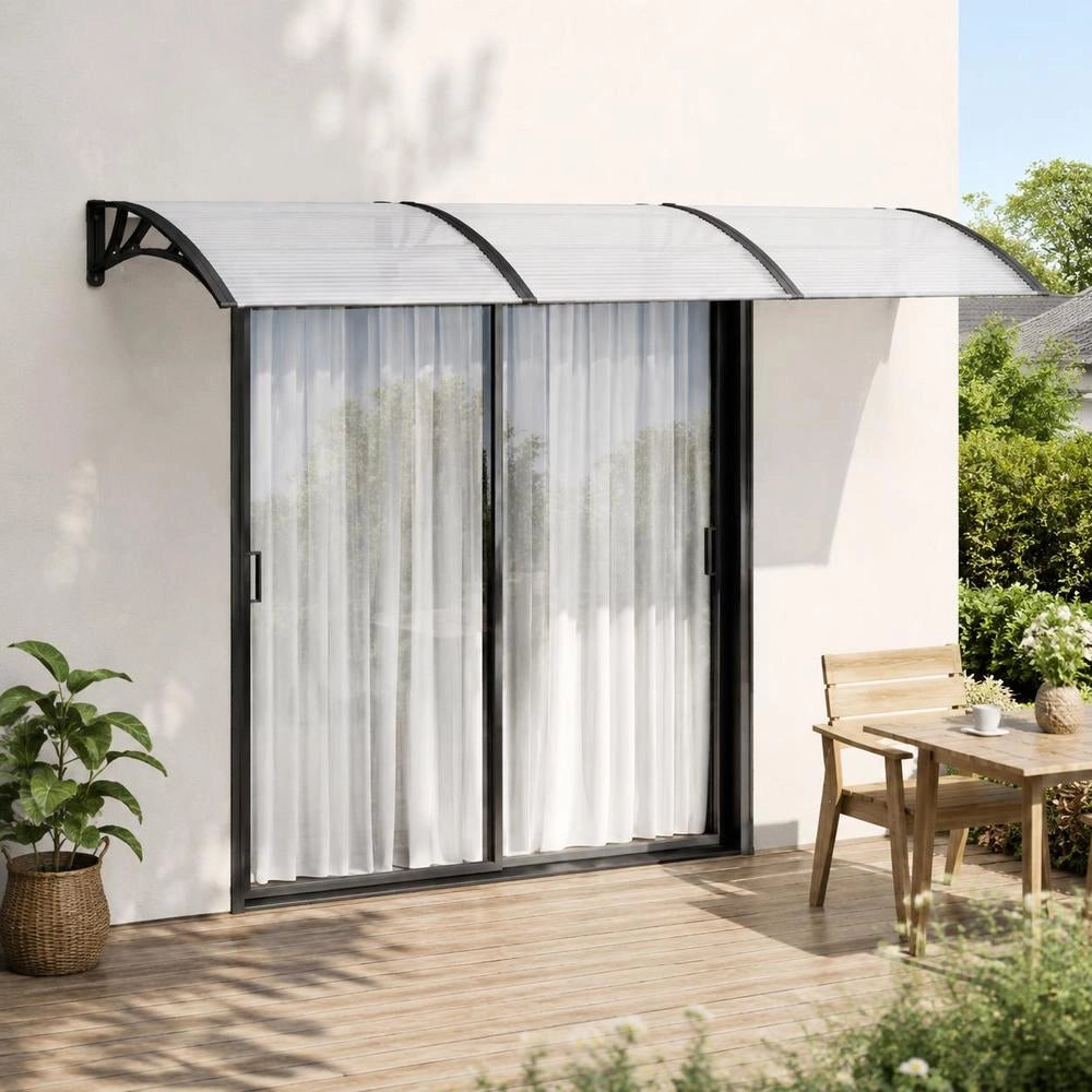 Door Canopy, Black, 300x100 Cm, Polycarbonate