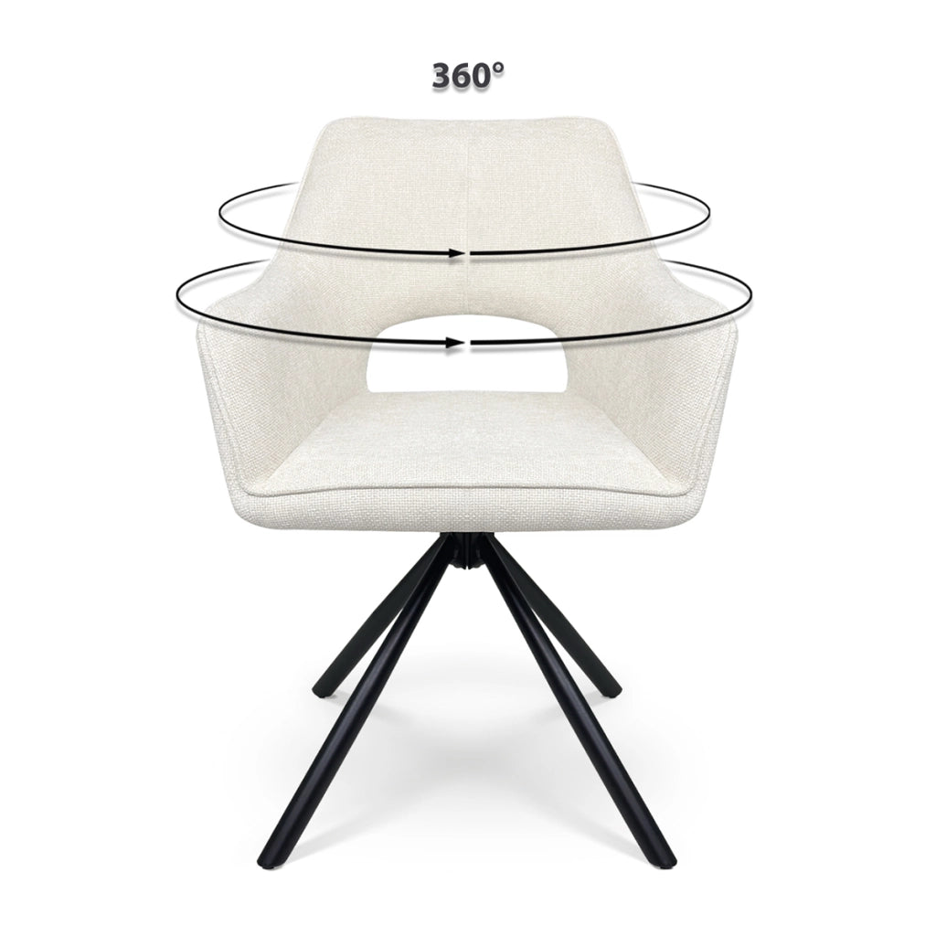 Sedia ufficio in tessuto, poltrona girevole beige – Alba