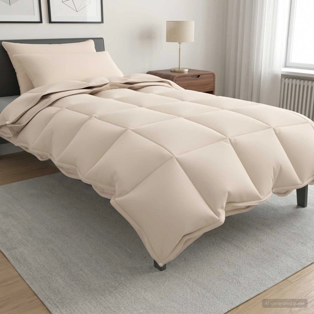 Set di Piumoni 2 pz 155 x 220 cm Kapok e Poliestere Beige 3432021