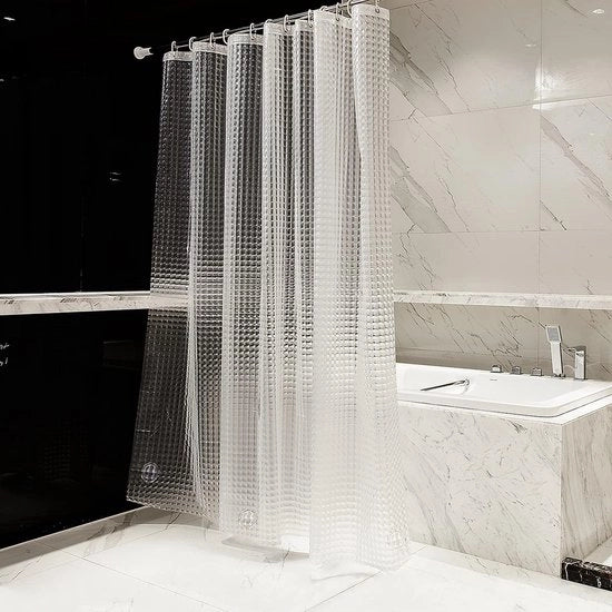 Douchegordino trasparente 180 x 200 cm - con 3 magneti sulla parte inferiore - adatto per vasche da bagno, idrorepellente, impermeabile, douchegordino per bagno - douchegordino in PEVA per la bagno - con 12 ganci
