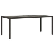 Tavolo da Giardino | Tavolino da esterno Piano in Vetro Nero 190x90x75 cm Polyrattan