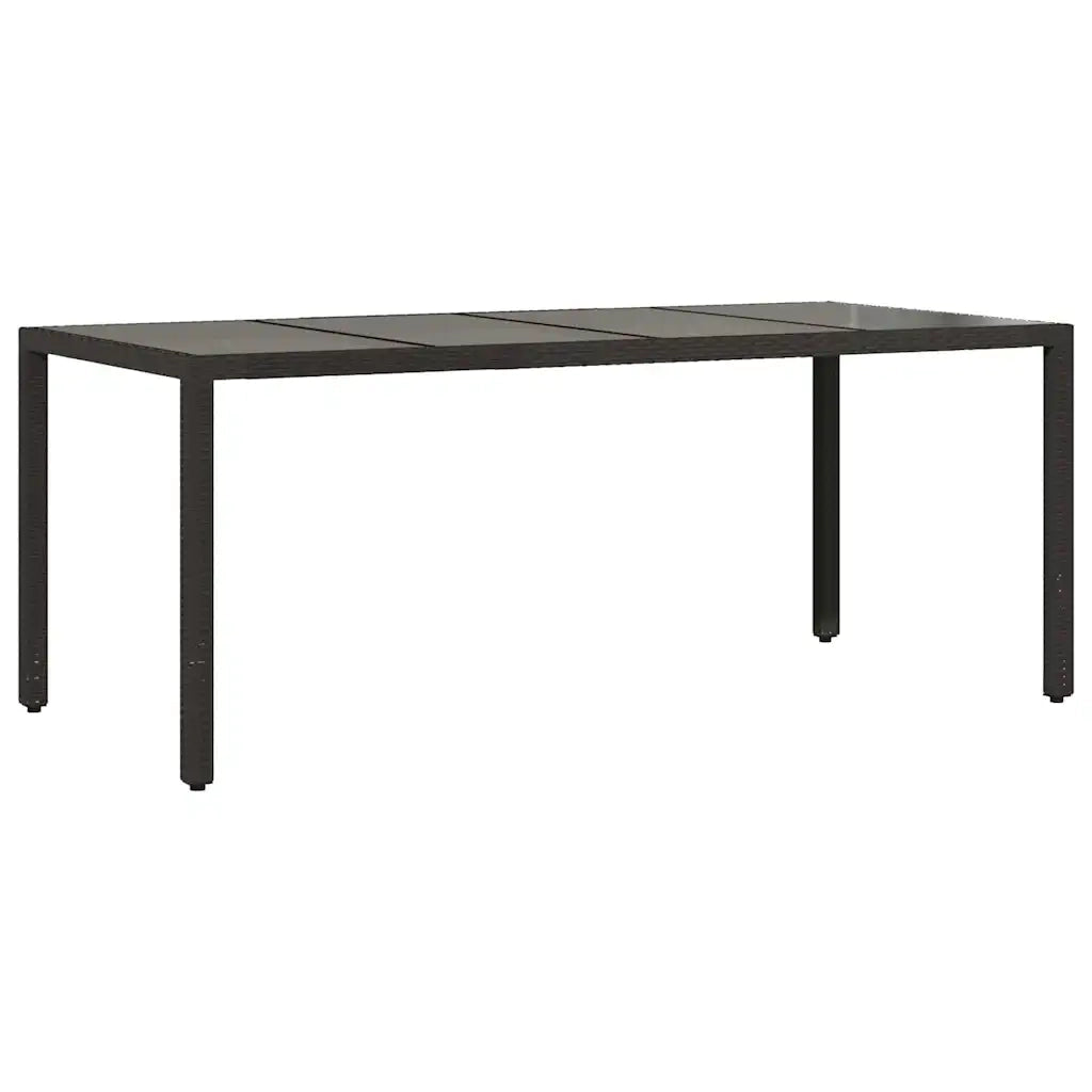 Tavolo da Giardino | Tavolino da esterno Piano in Vetro Nero 190x90x75 cm Polyrattan