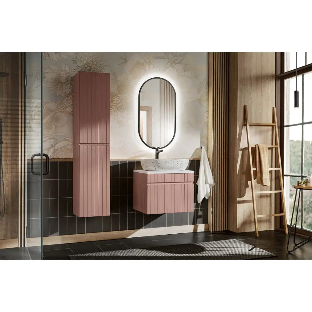 Mobile sottolavabo ICON 60 cm – 1 cassetto – Finitura rosa cipria – Sospeso – Stile moderno
