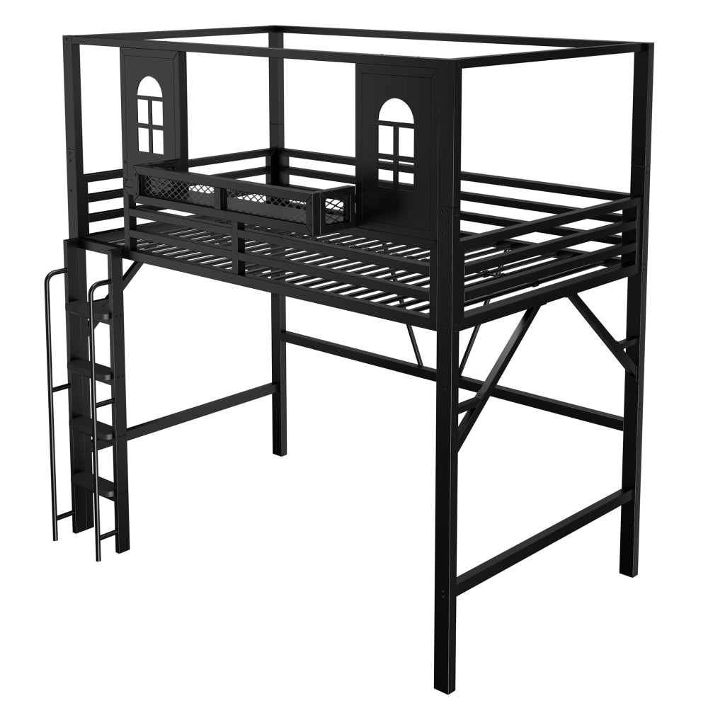 letto a castello metallo nero 90 x 200 cm