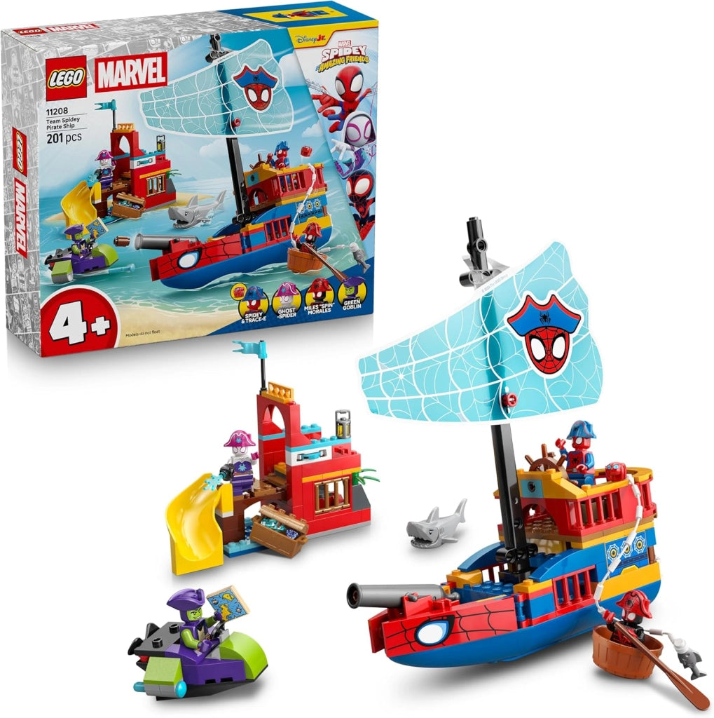 LEGO | Marvel Nave Pirata del Team Spidey - Set dei Supereroi con Nave Giocattolo, 2 Barche e 4 Minifigure, Eta 4+