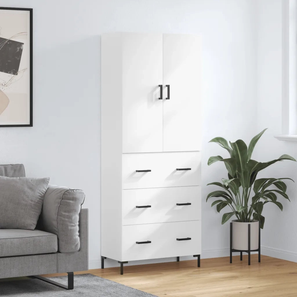 Credenza | Madia | Buffet da pranzo | Armadio da pranzo Bianca 69,5x34x180 cm in Legno Multistrato