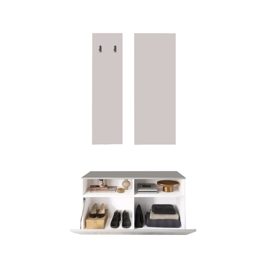 Rizzuto, Mobile da Ingresso Specchio Incluso, 91x36x165h cm Bianco Lucido