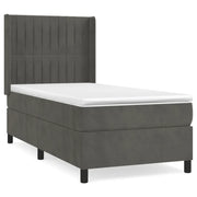 Letto singolo | Letto per adulti | Giroletto a Molle con Materasso Grigio Scuro 80x200 cm Velluto