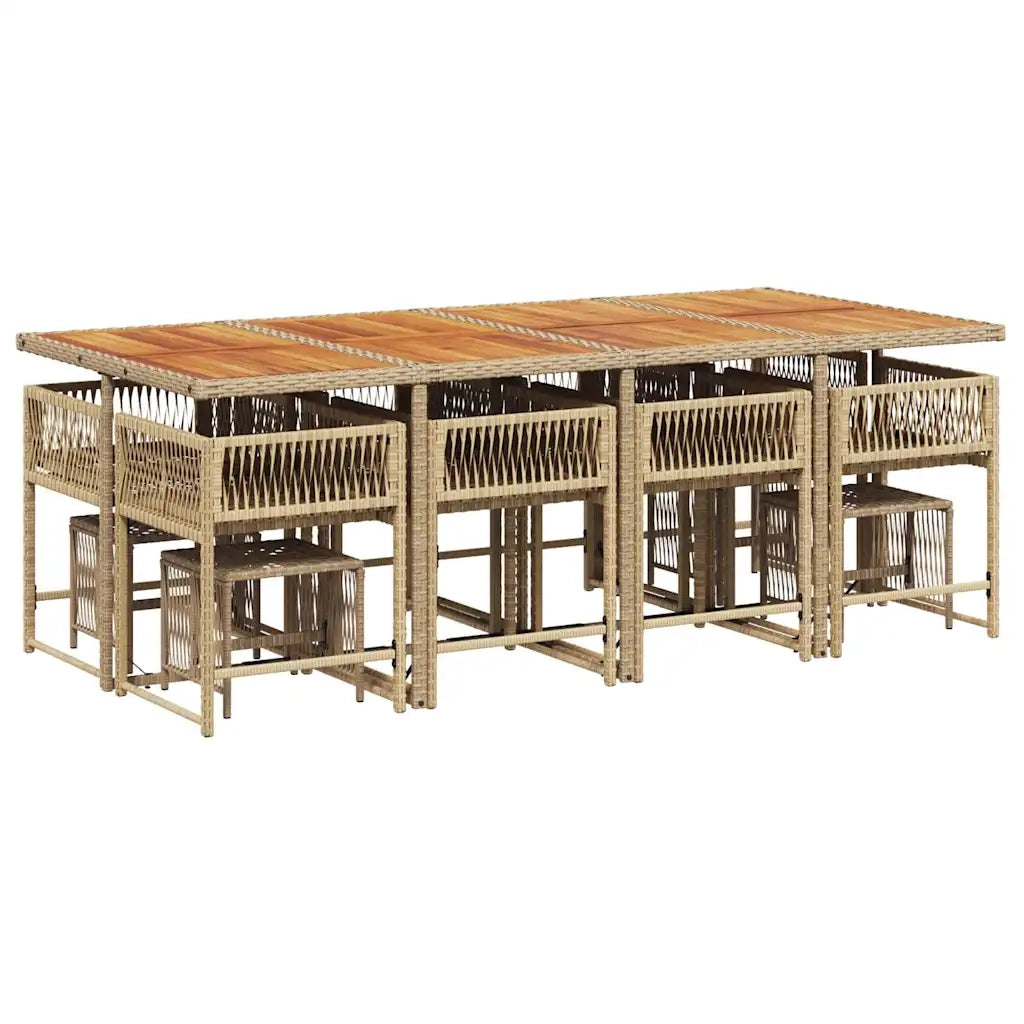 vidaXL Set da Pranzo da Giardino 13 pz con Cuscini Beige in Polyrattan