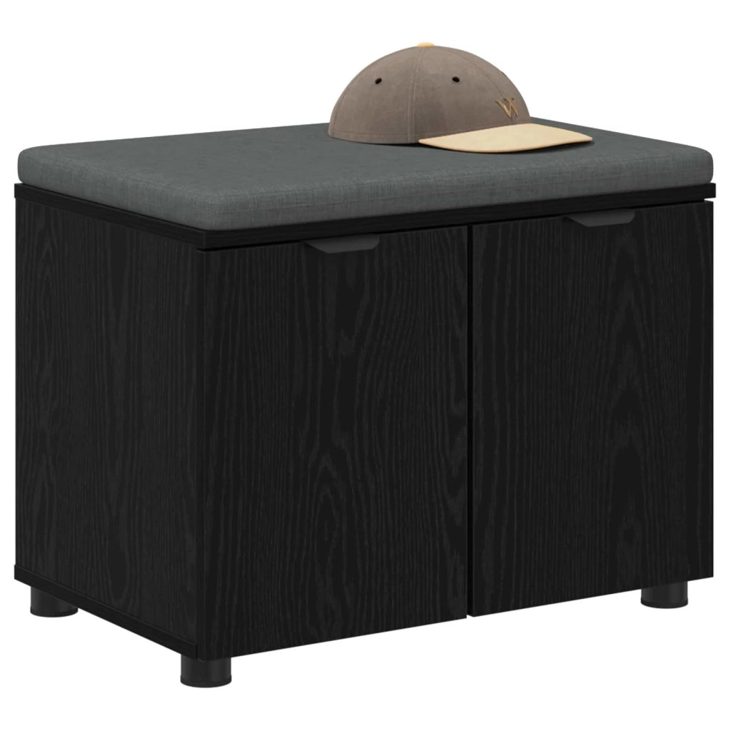 Panca per ingresso con cuscino-Sgabello-Panca da Corridoio Rovere Nero 60 x 38 x 46 cm 225994
