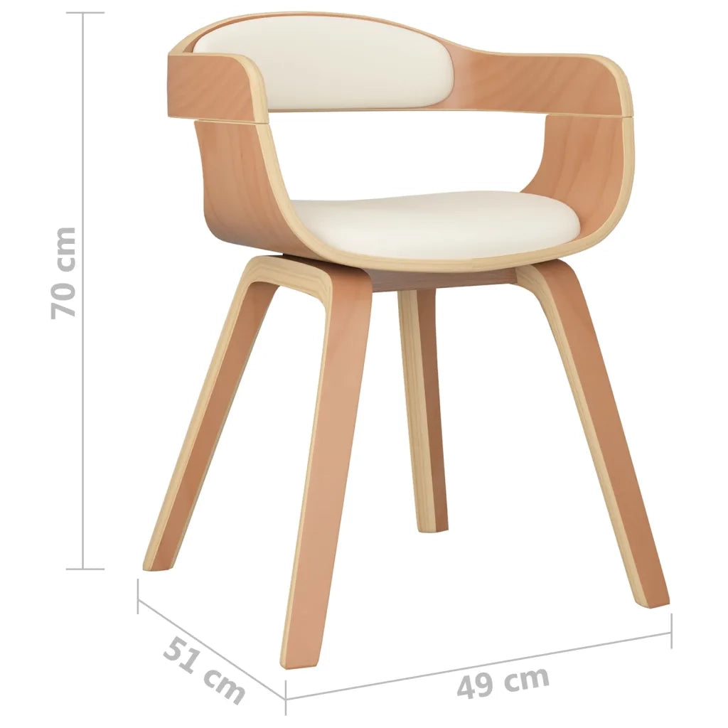 Sedie da Pranzo 4 pz Crema in Legno Curvato e Similpelle cod mxl 28159