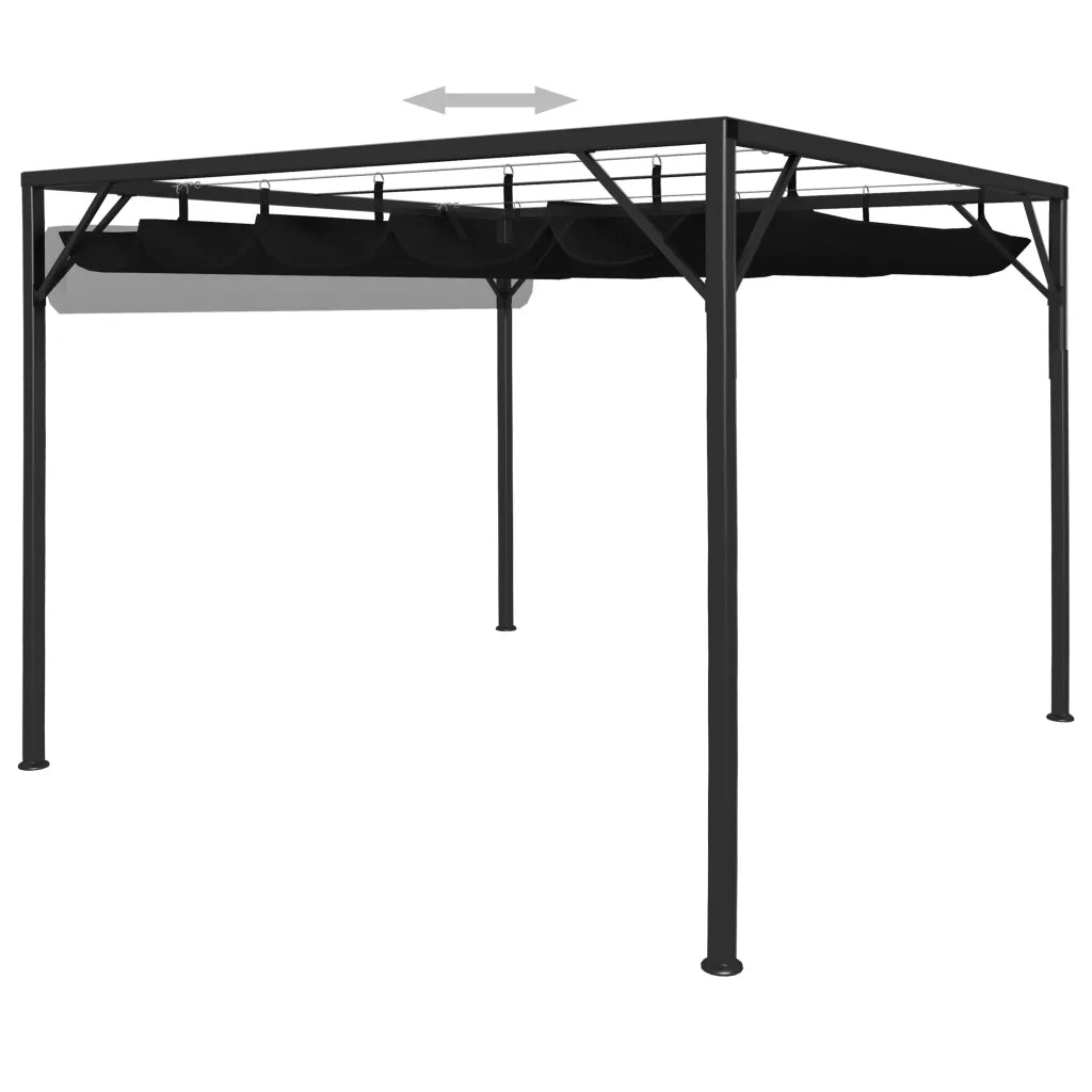 Gazebo da Giardino con Tetto a Scomparsa 3x3 m Antracite 47954