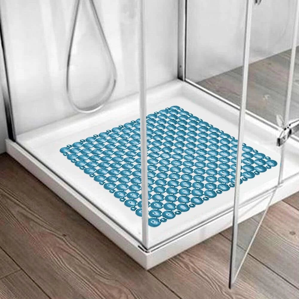 Tappeto Doccia Vasca Ventose Antiscivolo Tappetino Bagno Pvc 53x53 cm Antimuffa Blu