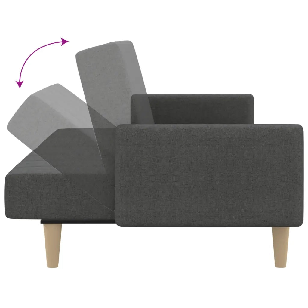 Divano Letto a 2 Posti Grigio Scuro in Tessuto 375759