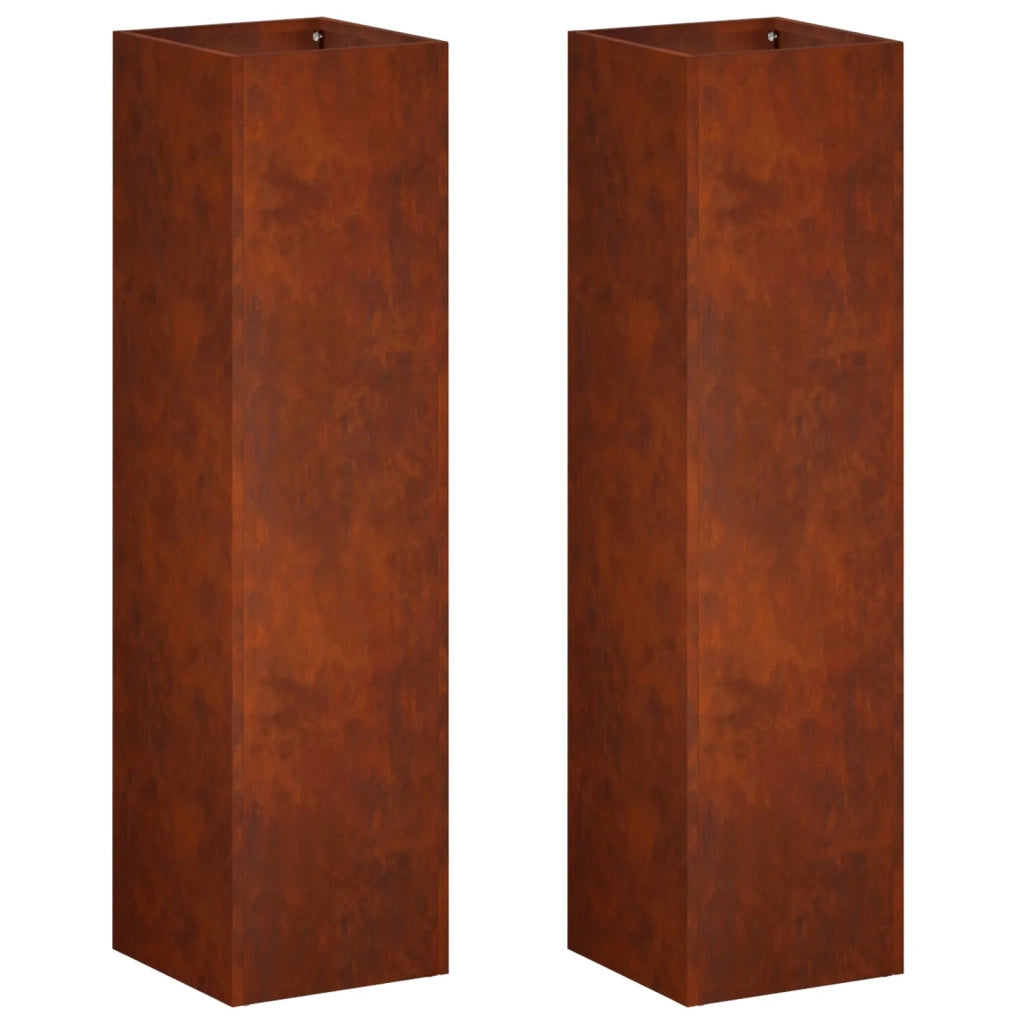 Vaso da giardino 2 pz Ruggine 20 x 20 x 75 cm Acciaio Corten 8005329