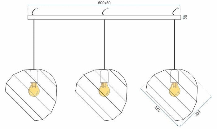 Lampada Da Soffitto Pensile Triangolare APP384-3CPR