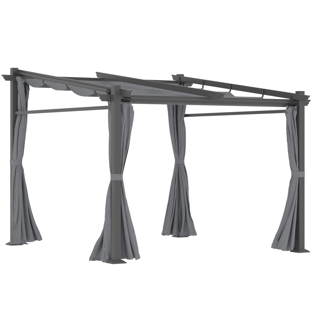 Pergolato 2.97 x 2.95 m gazebo idrorepellente con baldacchino solare pannelli laterali tetto da patio in poliestere colore grigio scuro