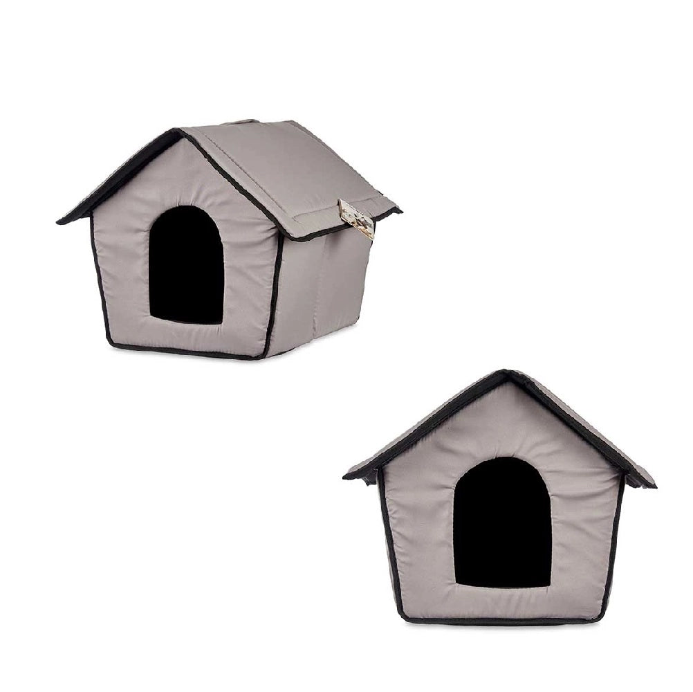 Casetta Pieghevole per Animali Domestici in Tessuto Grigio 47x46x40cm Cani e Gatti