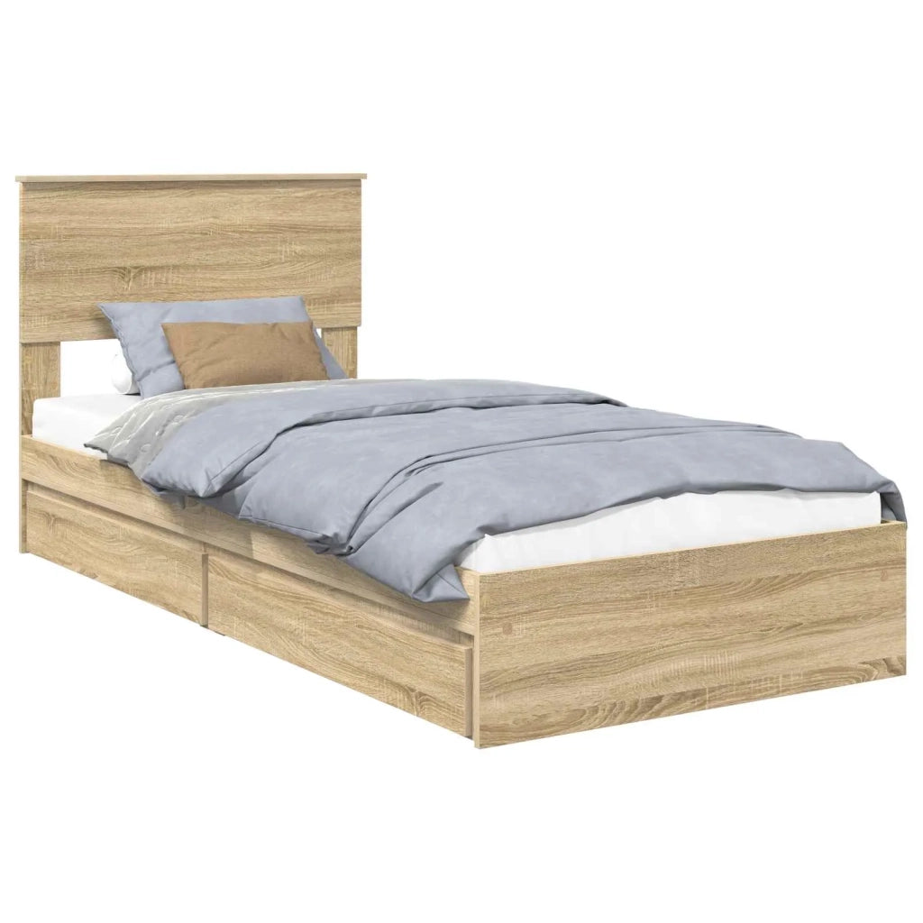 Letto con Contenitore con testiera Rovere Sonoma 75 x 190 cm