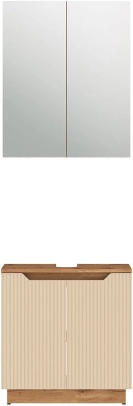 Set di mobili da bagno Lotta, Bianco, 59.8 cm, composto da specchio da bagno e mobile sottolavabo