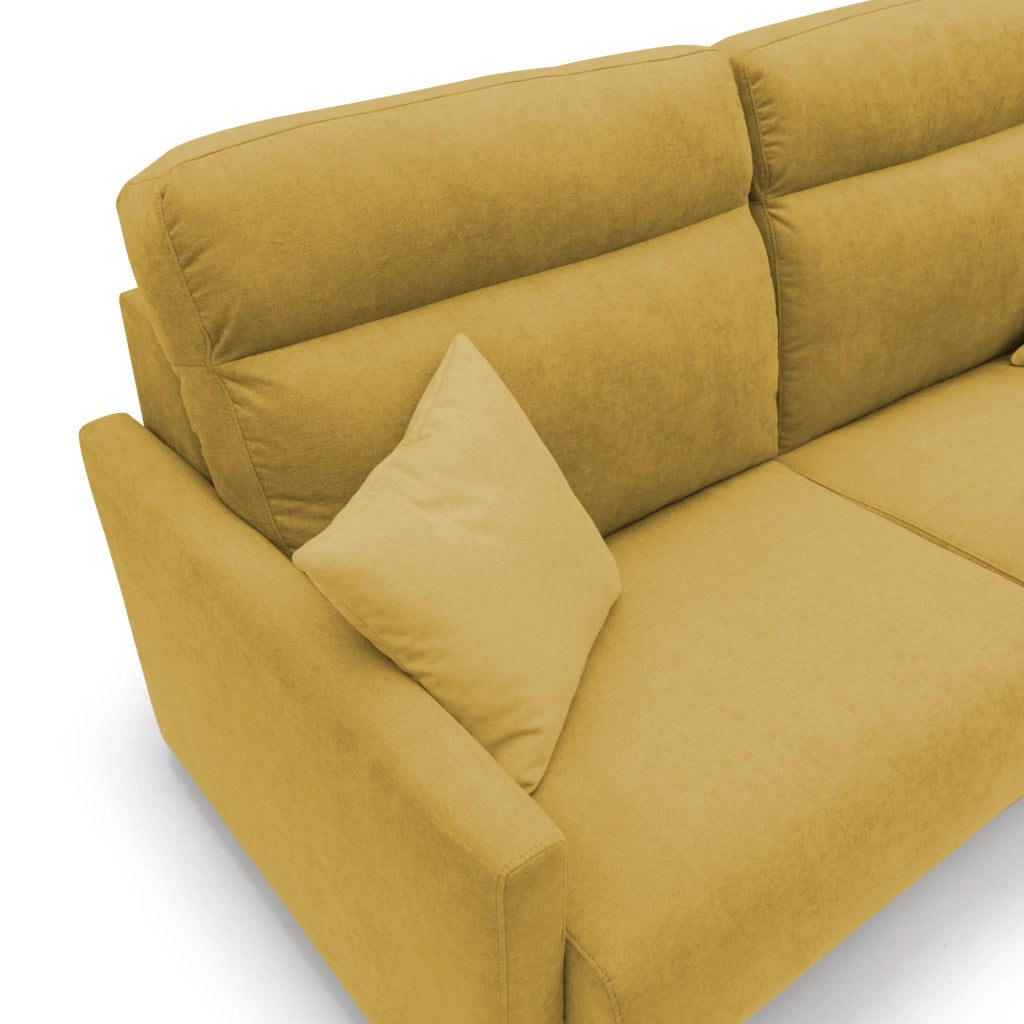 Margot Divano letto matrimoniale con schienale morbido alto in tessuto T02 176 cm (mat. 140x197) giallo
