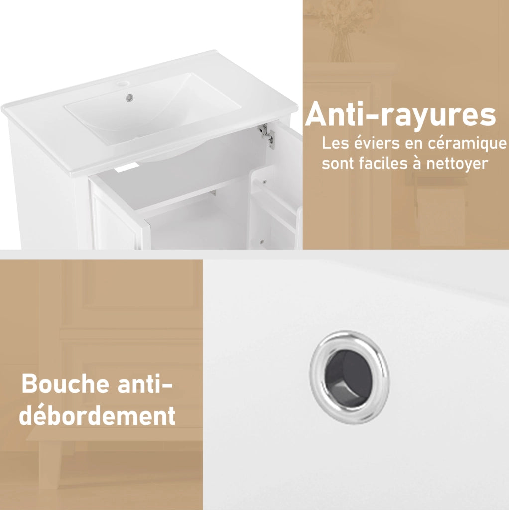 Mobile bagno bianco con lavabo in ceramica 76x46x87 cm