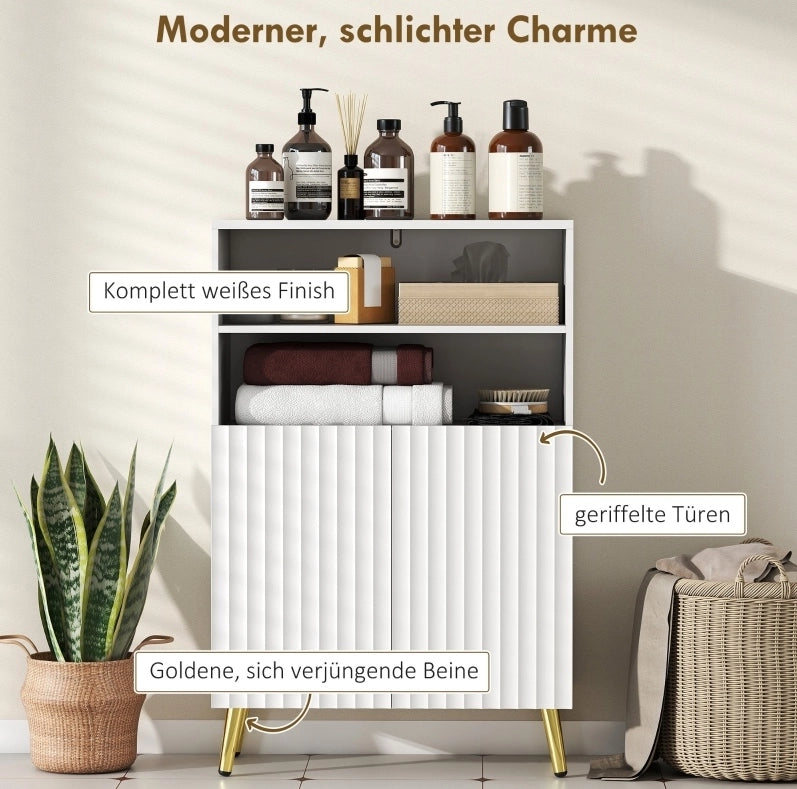 Mobile contenitore da bagno MDF bianco con ante soft-close