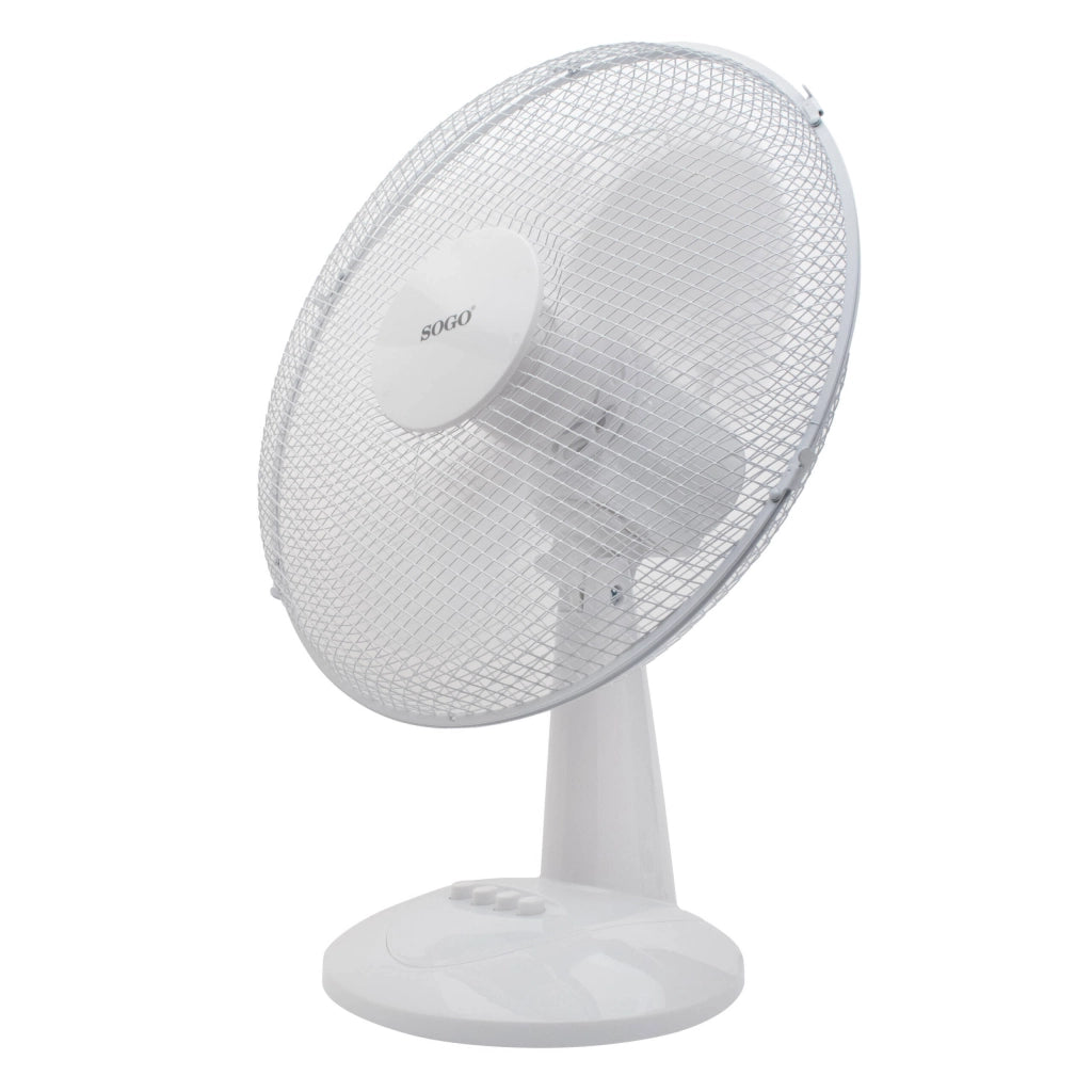 Ventilatore da tavolo elettrico 40cm, 3 velocità con oscillazione, base tonda stabile, funzione inclinazione 50W - SOGO