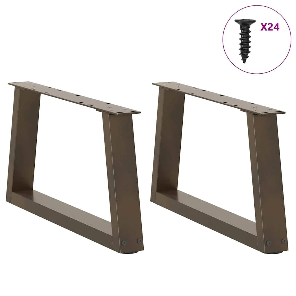 Set di 2 gambe per tavolino da caffè a forma di V 60 x 30 cm con piedini regolabili design moderno acciaio naturale 02_0056831