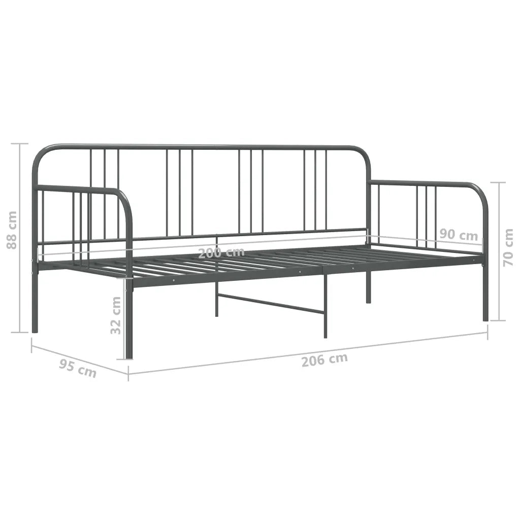 Divano letto-Sofa Letto-Daybed Grigio in Metallo 90x200 cm