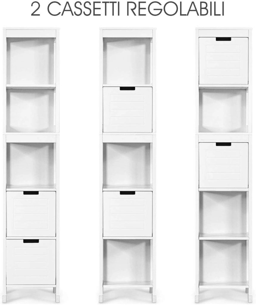 Armadio Alto di Stoccaggio, Armadietto Moderno, Scaffale Multiuso,144,5 x 30 x 30 cm, Bianco