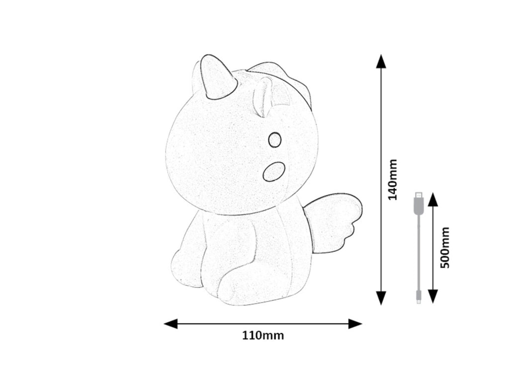 Lampada notte bimbi Unicorno LED RGB dimmer USB Rabalux