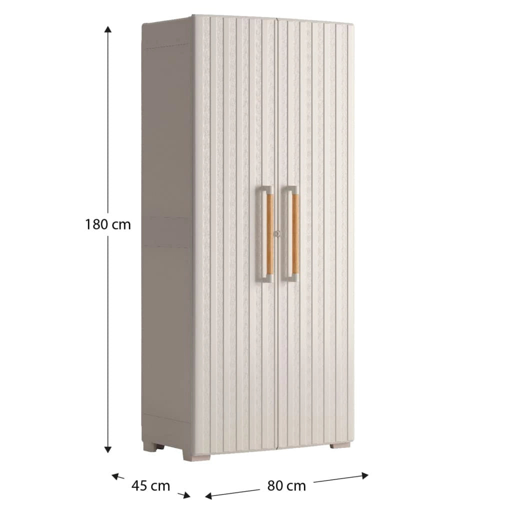 Armadio da Esterno 3 Ripiani 80x45x180H cm in Plastica Keter Groove Alto Sabbia/Beige