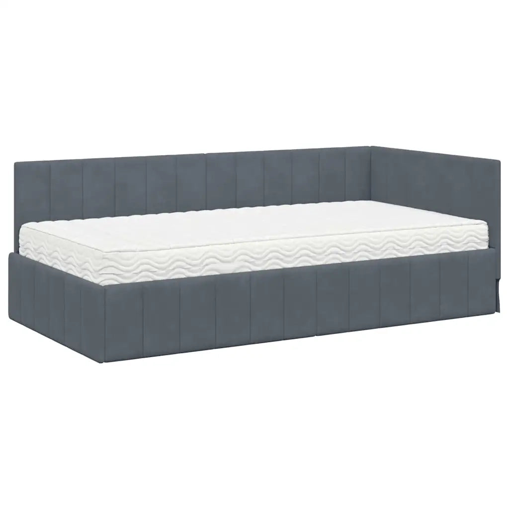 vidaXL Cornice del letto ad angolo Grigio scuro 90 x 200 cm Velluto