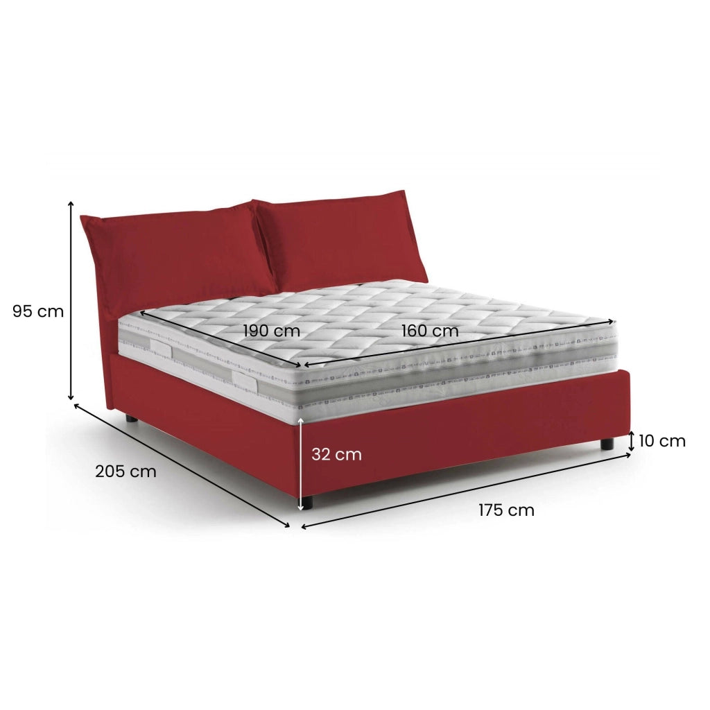 Letto Matrimoniale Amelinda, Letto Matrimoniale Materasso Incluso Made in Italy, Rosso