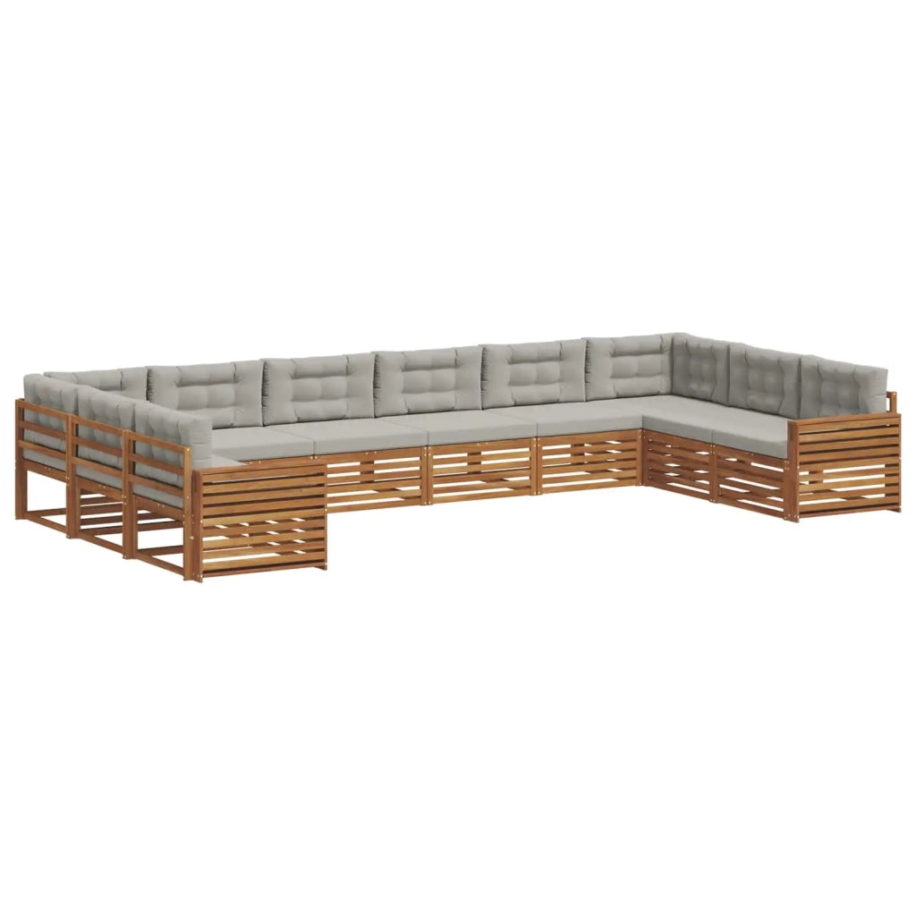 Set divani con cuscino 9 pcs Grigio Naturale e Chiaro
