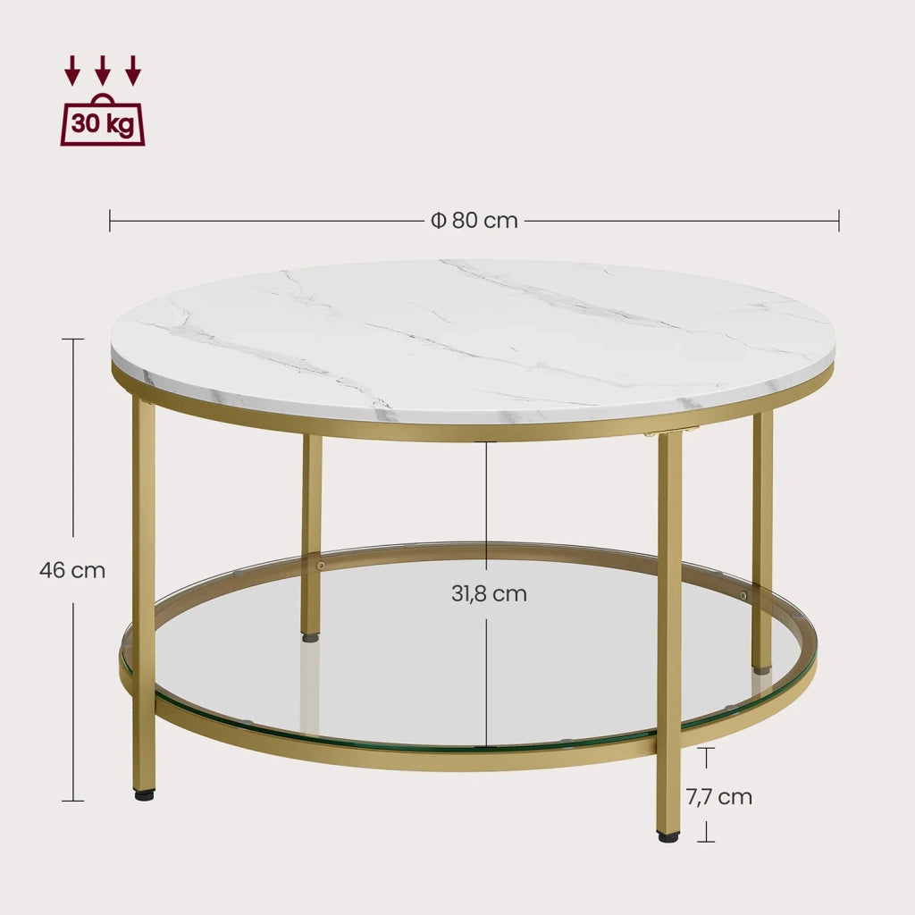 Tavolino da caffè tavolo da soggiorno tavolo da divano tavolo da aperitivo effetto marmo 80 x 46 cm piano in vetro temperato facile da montare per soggiorno in stile moderno 12_0007493