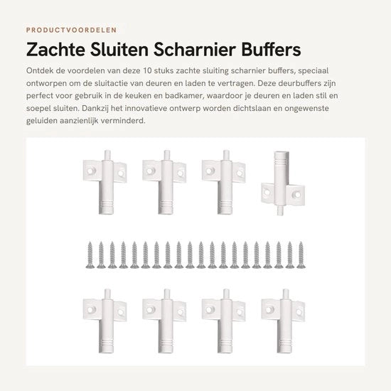 Pompa di smorzamento per porte - 10 pezzi - Reduzioni rumore - Silenziose - Facile da installare - Ideale per cucine/bagni
